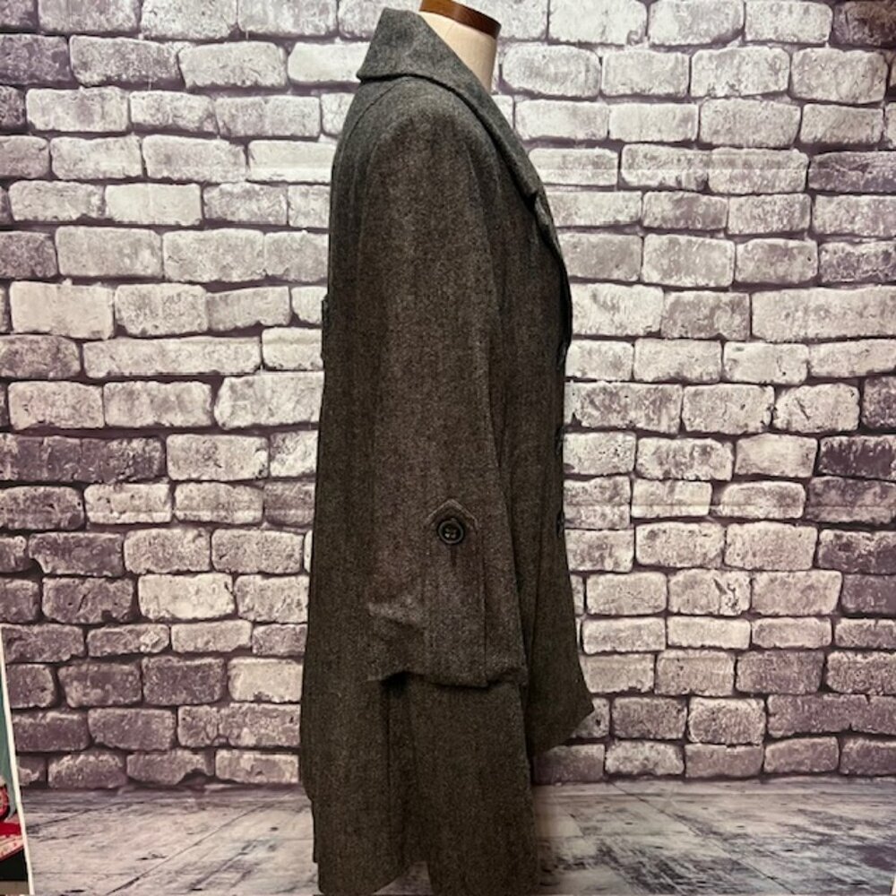 CAbi Black & Gray Tweed Long Sleeve Coat Size 14 - Picture 7 of 8